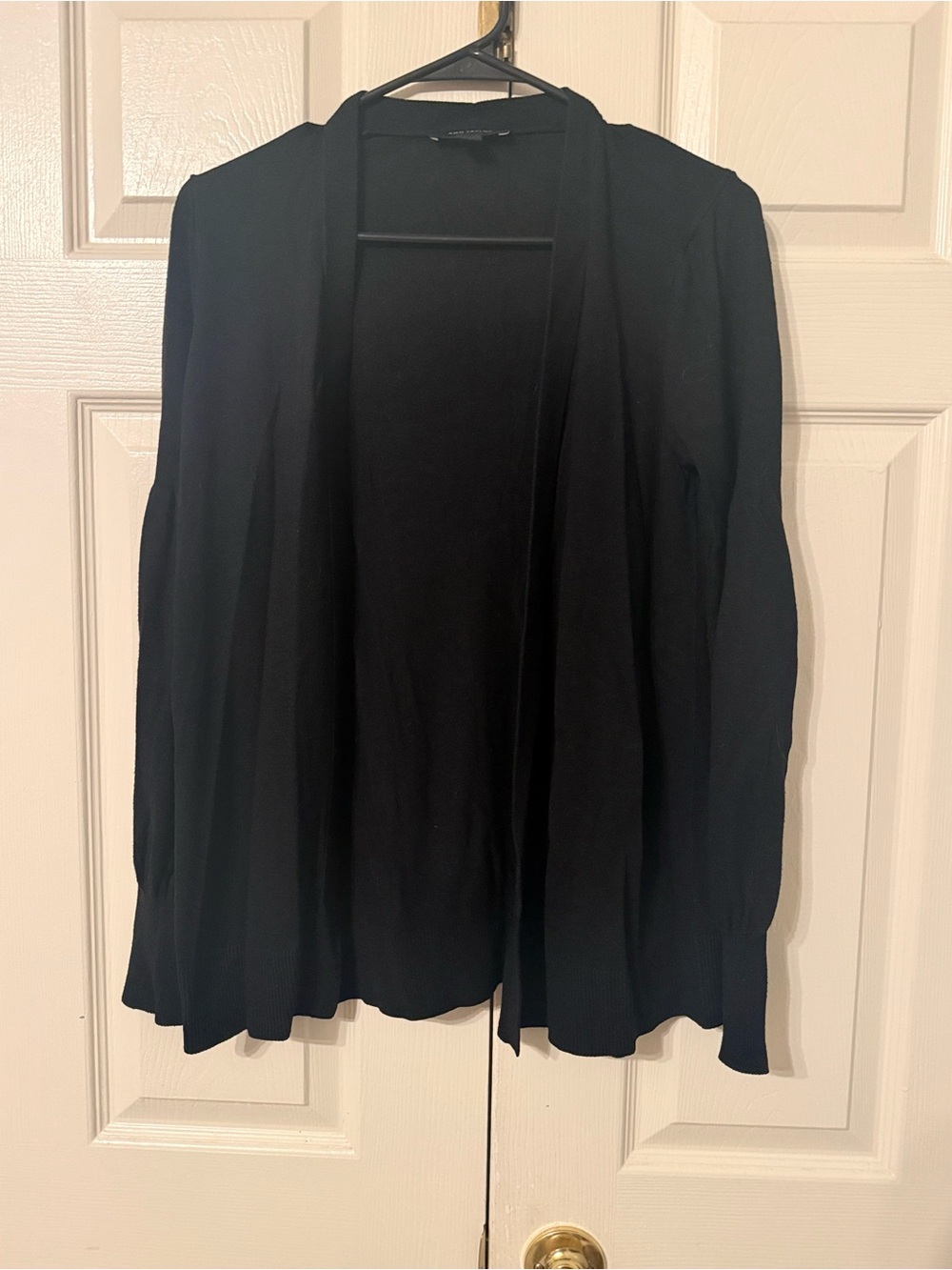 Ann Taylor Black Open-Front Knit Cardigan